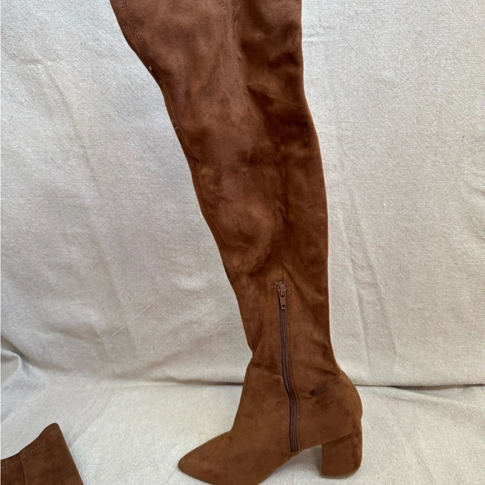 Steve Madden Women's Over the Knee Nifty Boots Brown Faux Suede Size 7M